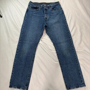 Levis 501 Red Tab Vintage Straight Leg Button Fly All Cotton Blue Jeans 31X30
